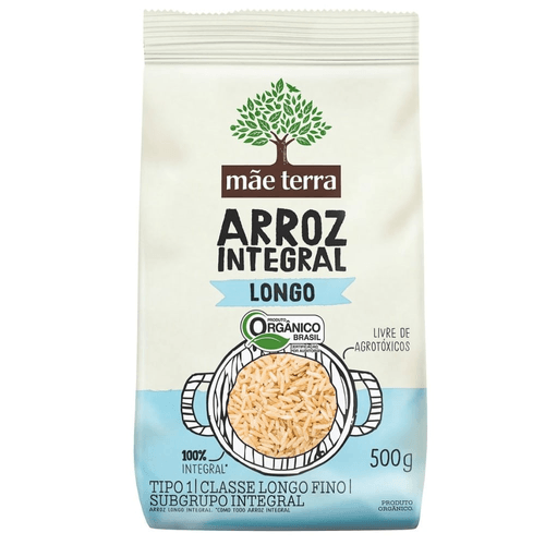 Arroz Integral Orgânico Tipo 1 Mãe Terra Pacote 500g