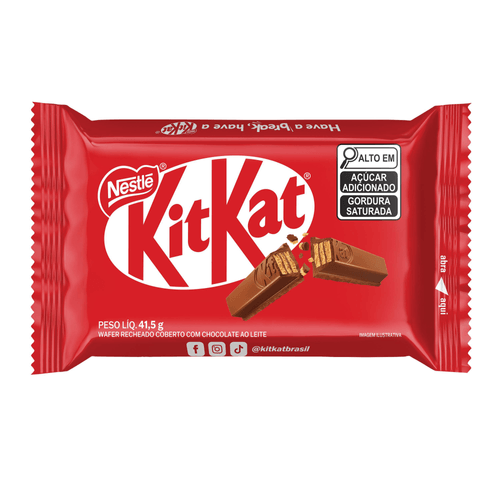 Wafer Recheio e Cobertura de Chocolate ao Leite Kitkat Pacote 41,5g