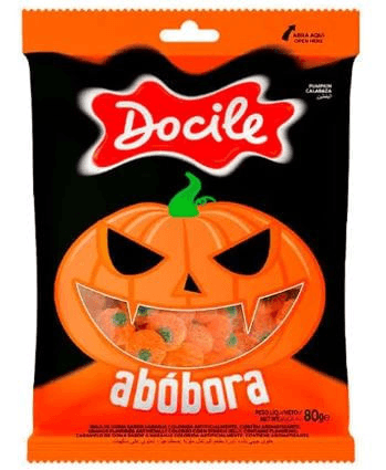 Bala de Goma Laranja Abóbora Docile Pacote 80g