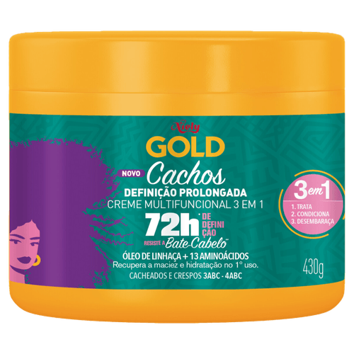 Creme Multifuncional 3 em 1 Niely Gold Cachos Definição Prolongada Pote 430g