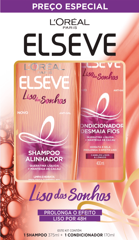 Kit-Shampoo-375Ml---Condicionador-170Ml-L-Oreal-Paris-Elseve-Liso-Dos-Sonhos