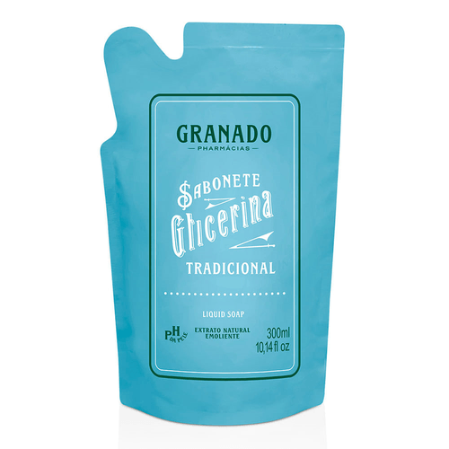 Sabonete Líquido Vegetal Emoliente Tradicional Granado Glicerina Sachê 300ml Refil