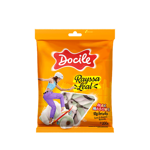 Marshmallow Baunilha Recheio Morango Rayssa Leal Docile Maxmallows Pacote 200g