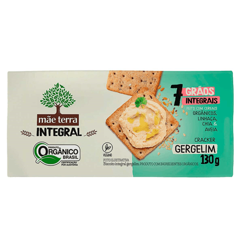 Biscoito Cracker com Gergelim Integral Orgânico Mãe Terra Pacote 130g