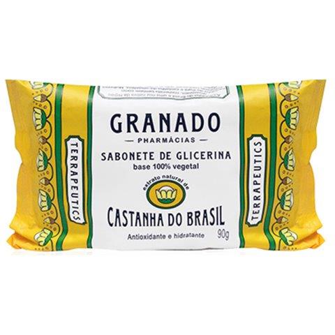 Sabonete em Barra Base 100% Vegetal de Glicerina Extrato Natural de Castanha-do-Brasil Antioxidante e Hidratante Granado Terrapeutics Caixa 90g