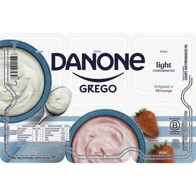 Iogurte Grego Danone Light Original e Morango 510g 6 unidades