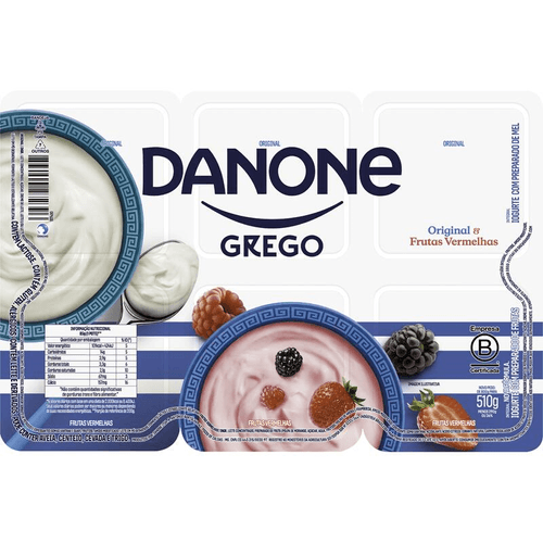 Iogurte Grego Danone Original e Frutas Vermelhas 510g 6 unidades