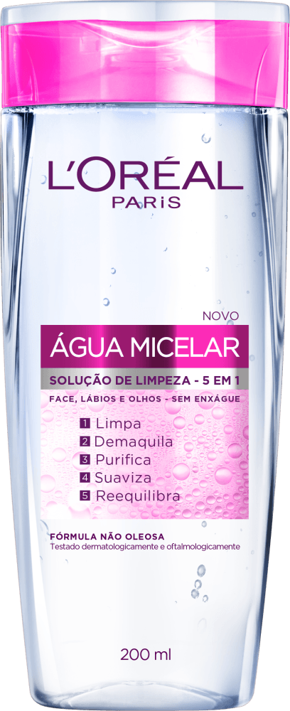 Água Micelar Solução De Limpeza Loréal Paris Frasco 200ml