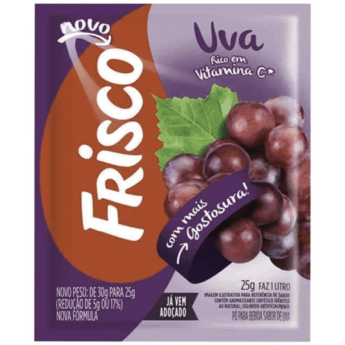 Refresco em Pó Uva Frisco Pacote 25g