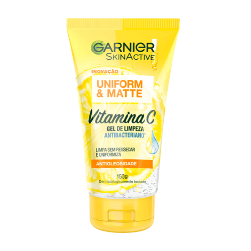 Gel de Limpeza Facial Antibacteriano Garnier Uniform & Matte Vitamina C, 150ml