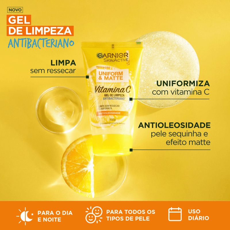 Gel-de-Limpeza-Facial-Antibacteriano-Garnier-Uniform---Matte-Vitamina-C-150ml