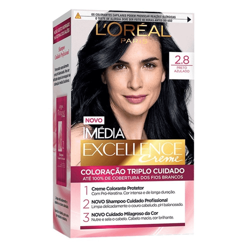 Coloração Permanente Imédia Excellence De L'Oréal Paris 2.8 Preto Azulado