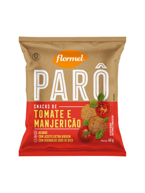 Snack Tomate e Manjericão Flormel Parô Pacote 40g