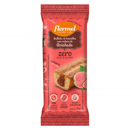 Bolinho Integral Baunilha Recheio Goiabada Flormel Pacote 40g