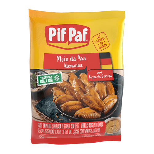 Meio da Asa de Frango Pif Paf Toque de Cerveja 1 Kg