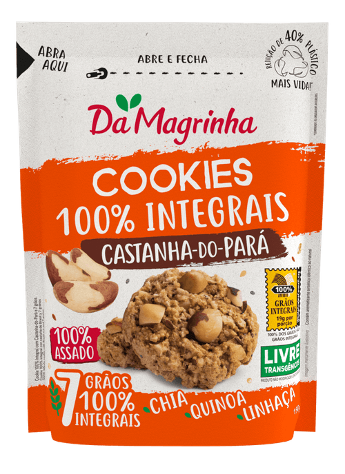 Biscoito Cookie Integral Castanha-do-Pará Da Magrinha 7 Grãos Pouch 150g