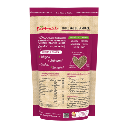 Gergelim Branco Natural 100% Integral Da Magrinha Pouch 200g