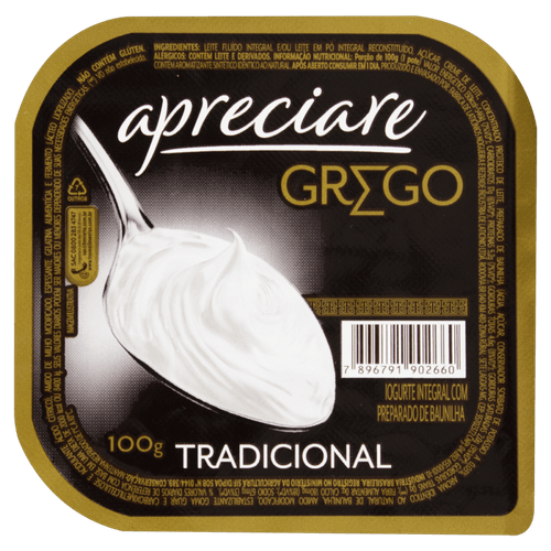Iogurte Grego Apreciare Tradicional 100g