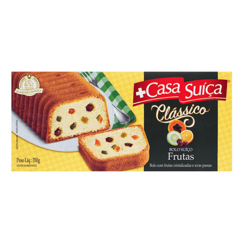 Bolo Suíço Clássico de Frutas com Frutas Cristalizadas e Uvas Passas Casa Suíça caixa 350g