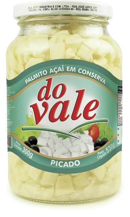 Palmito Açaí em Conserva Picado Do Vale Vidro 300g