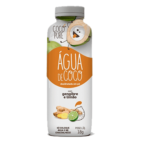 Água de Coco Em Pó Coco Pure Gengibre e Limão 18g