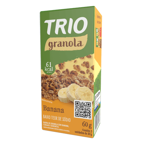 Barra de Cereal, Sementes, Granola e Banana Trio Caixa 60g 3 Unidades de 20g Cada