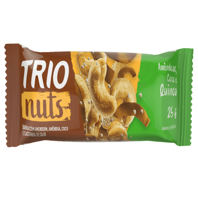 Barra-de-Nuts-com-Amendoim-Amendoas-Coco-Castanha-de-Caju-e-Quinoa-Trio-Caixa-50g-2-Unidades-de-25g-Cada