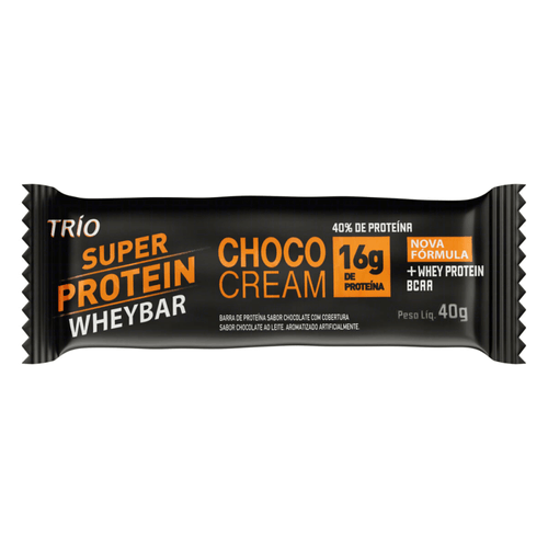 Barra de Proteína 15g de Proteína Brownie Cobertura Chocolate ao Leite Trío +Protein Crisp Pacote 40g