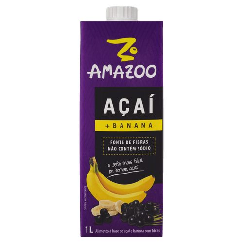 Bebida à Base de Açaí e Banana com Fibras Amazoo Caixa 1l