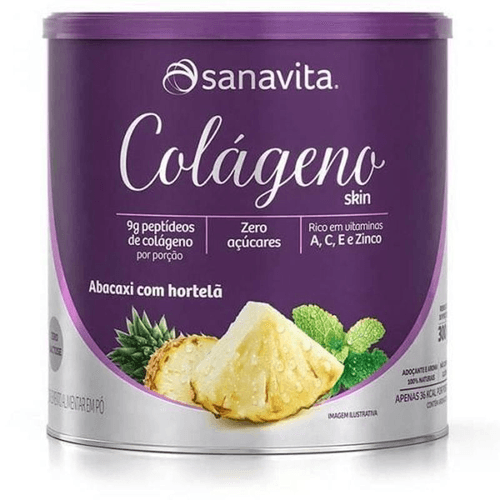 Colágeno Hidrolisado Sanavita Zero Açúcar Uva 300g