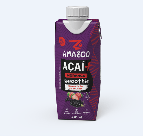 Néctar Misto sem adição de açúcar sabor Morango Amazoo 330ml