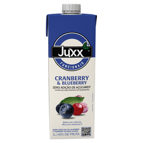 Bebida Mista de Uva, Cranberry & Blueberry sem Adição de Açúcar Juxx Funcionais Caixa 1l