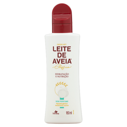 Desodorante Hidratante Corporal Hidratação e Nutrição sem Perfume Davene Leite de Aveia Frasco 180ml