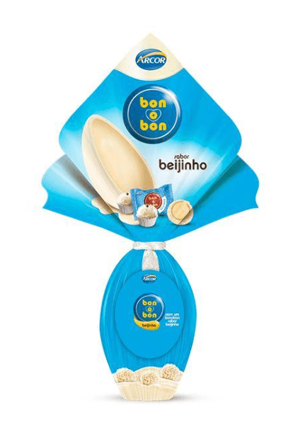 Ovo de Páscoa Bon o Bon Beijinho Chocolate Branco e Coco Arcor 150g Sendo 135g do Ovo e 15g do Bon o Bon Beijinho Vem com um Bon o Bon Beijinho