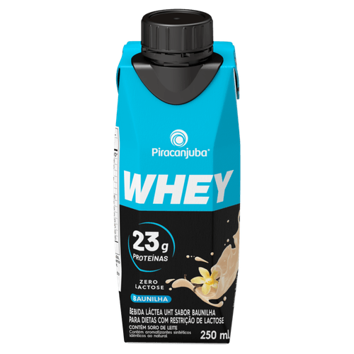 Bebida Láctea UHT 23g Proteínas Baunilha Zero Lactose para Dietas com Restrição de Lactose Piracanjuba Whey Caixa 250ml