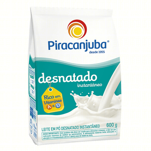 Leite Em Po Desnatado Instantaneo Piracanjuba 600g-Pouch
