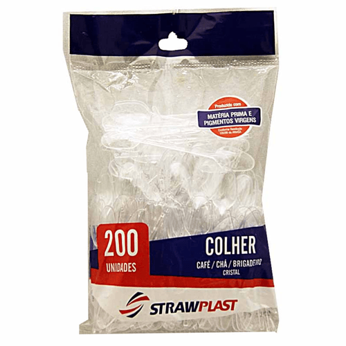 Colher para Chá e Café Strawplast Cristal Descartável com 200 unidades