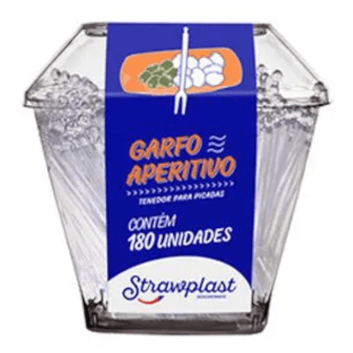 Garfo para Aperitivo Strawplast Descartável com 180 unidades