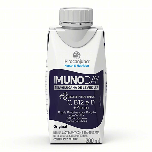 Bebida Láctea UHT com Beta-Glucana de Levedura Original 8g de Proteínas com Whey Piracanjuba Imunoday Caixa 200ml