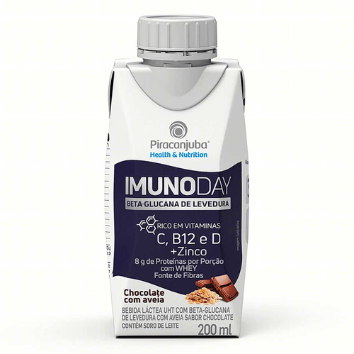 Bebida Láctea UHT com Beta-Glucana de Levedura Chocolate com Aveia 8g de Proteínas Piracanjuba Imunoday Caixa 200ml