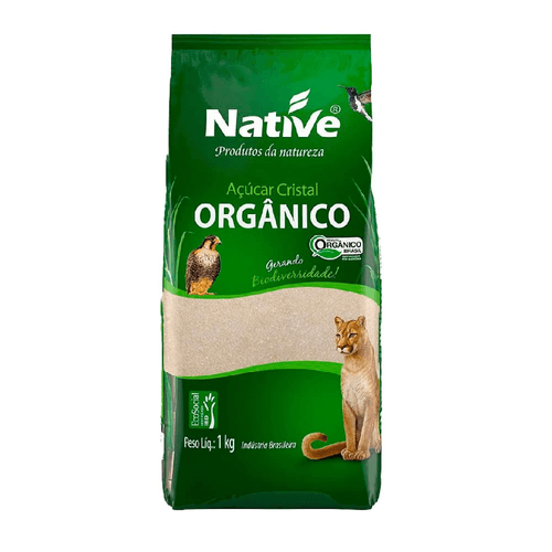 Açúcar Cristal Native Orgânico Claro sem Glúten Pacote 1 kg