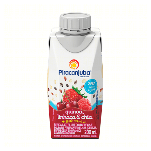 Bebida Láctea UHT Frutas Vermelhas com Quinoa, Linhaça e Chia Piracanjuba Caixa 200ml