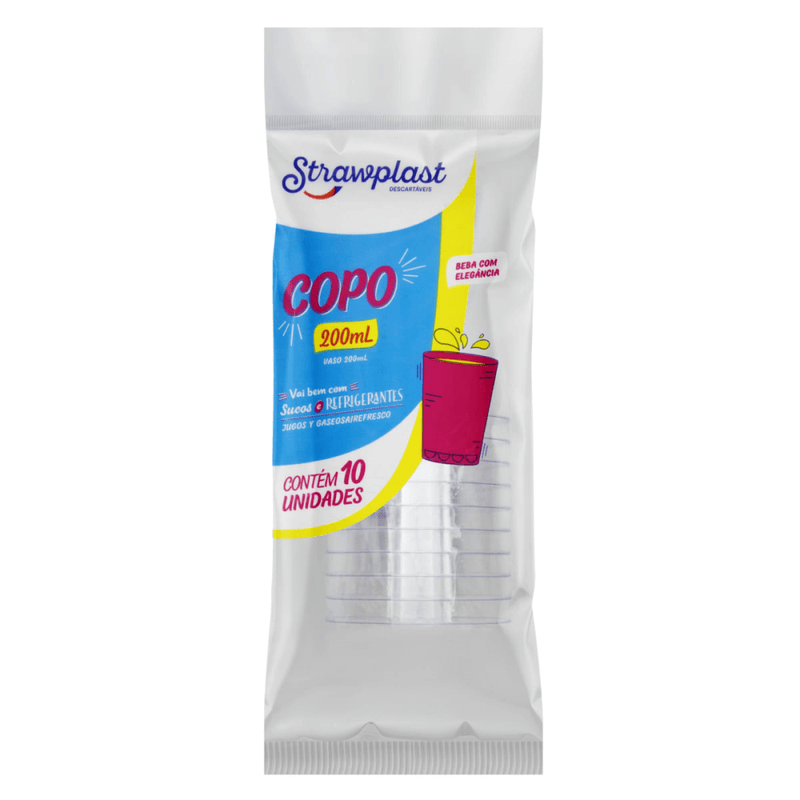 Copo-Plastico-Descartavel-Cristal-200ml-Strawplast-Pacote-10-Unidades