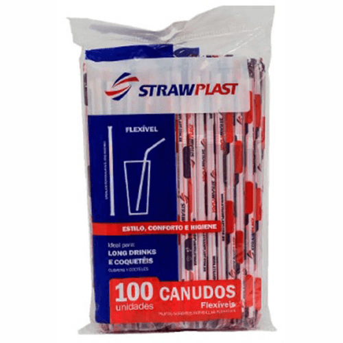 Canudo Descartável Tradicional Strawplast Pacote 100 Unidades