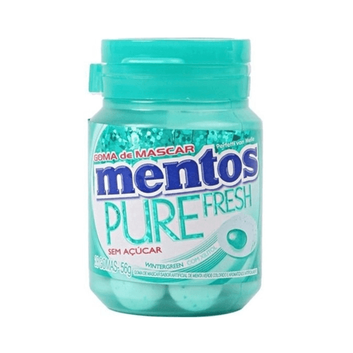 Goma de Mascar Menta Verde Zero Açúcar Mentos Pure Fresh Pote 56g