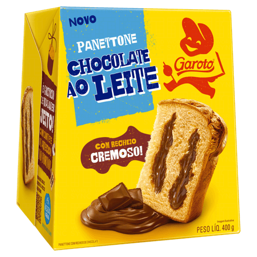 Panettone Recheio Chocolate ao Leite Garoto Caixa 400g