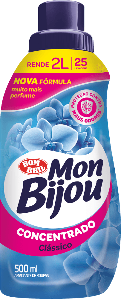 Amaciante de Roupa Concentrado Clássico Mon Bijou Frasco 500ml