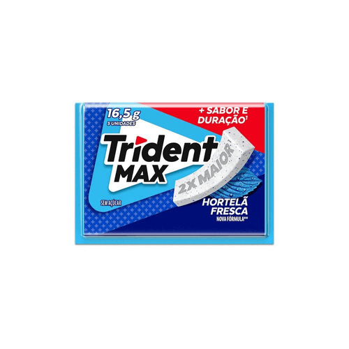 Chiclete Trident Max Hortelã Fresca Sem Açúcar 16g -Embalagem com 5 unid.