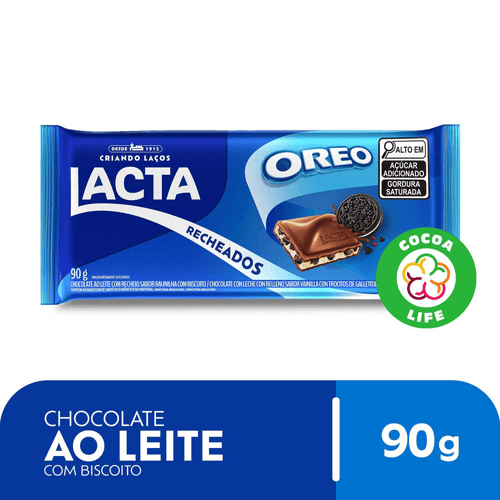 Chocolate Lacta ao Leite com Recheio de Oreo 90g