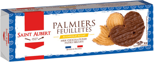 Biscoito Francês Folhado Chocolate ao Leite Saint Aubert Palmiers 110g